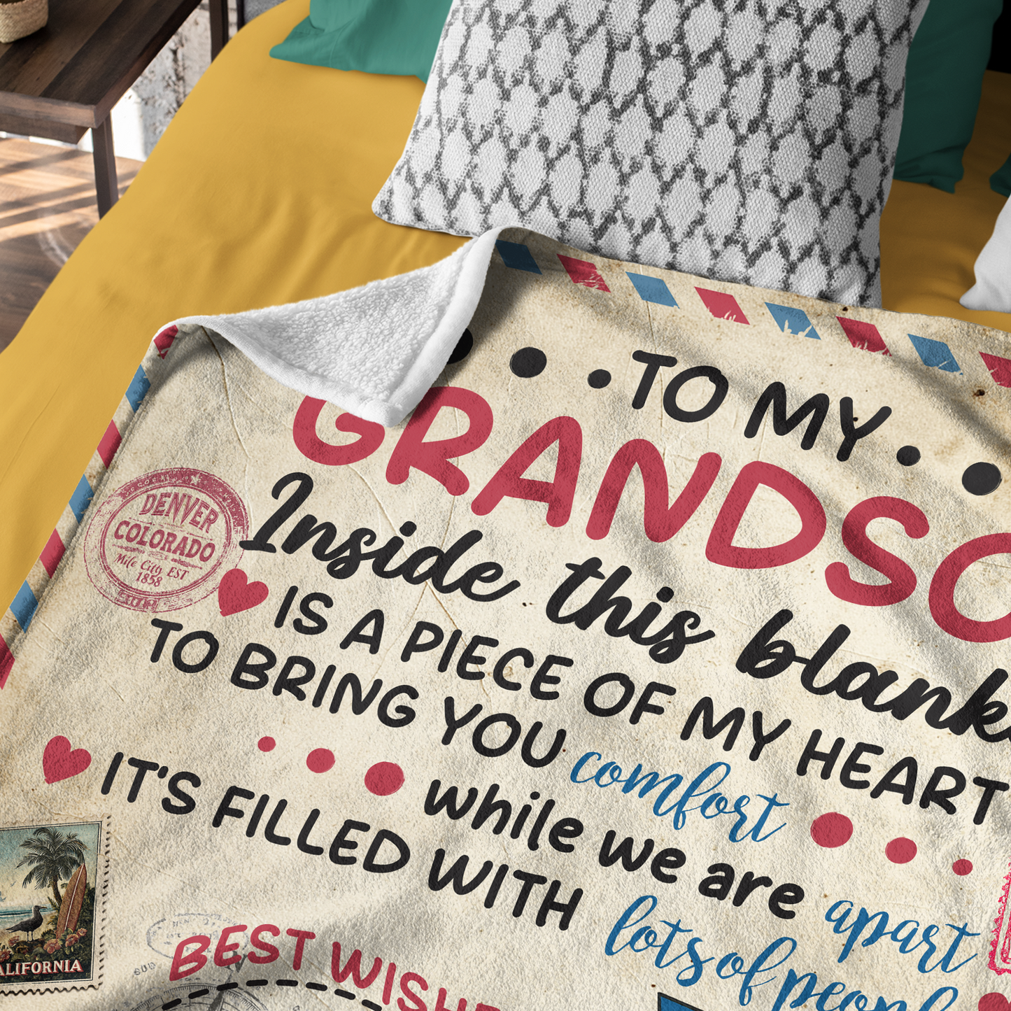 Netecom Personalized To My Grandson Blanket from Grandma & Grandpa, Heartfelt Letter to Grandson Throw Blanket for Couch, Bed or Sofa, Birthday Gifts for Grandson, Present for Christmas, Graduation
