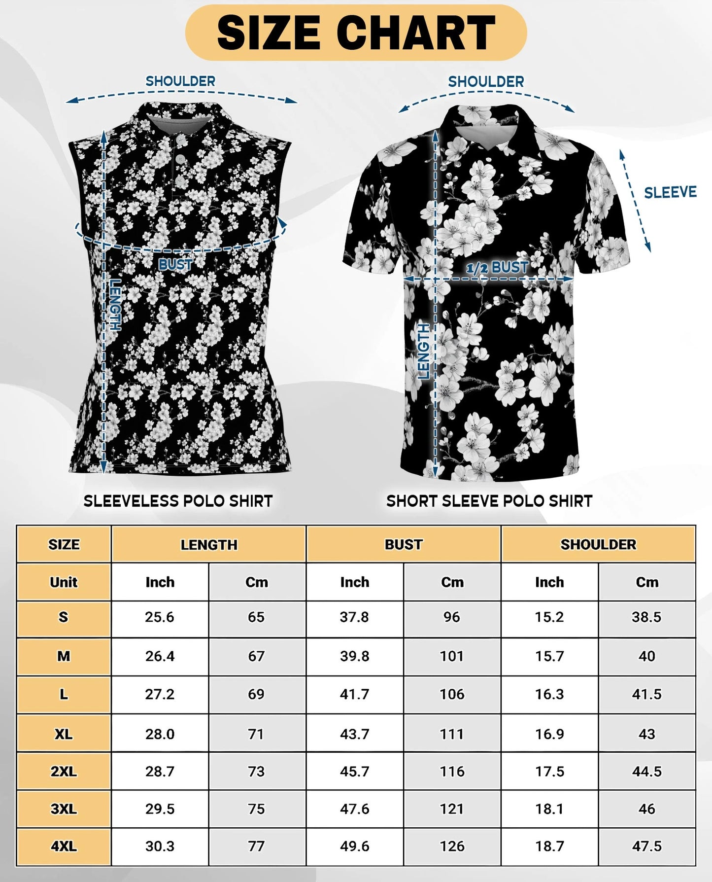 Black and White Floral Pattern Sleeveless Polo Shirt for Women | Netecom