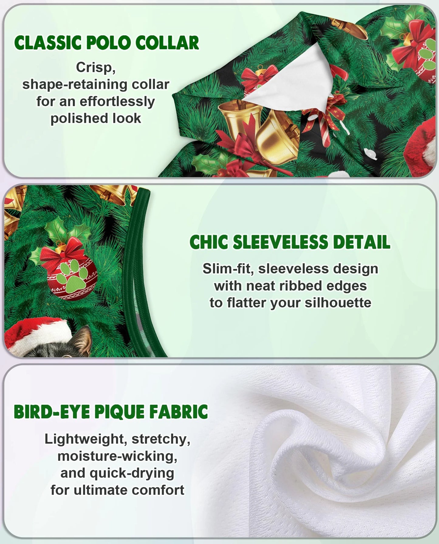 Cats Christmas Sleeveless Polo Shirt for Women – Cute Holiday Style | Netecom