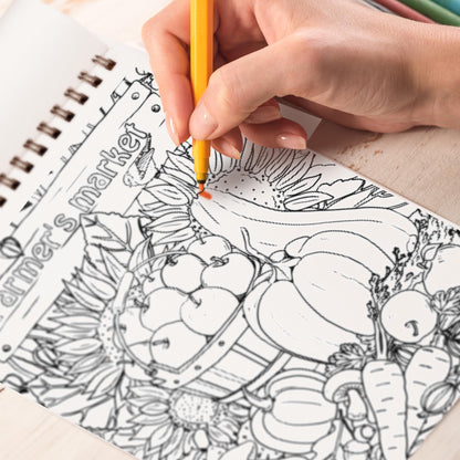 Doodle Vegetable Spiral Bound Coloring Book, Unleash Your Creativity with 30 Whimsical Doodle Vegetable Coloring Pages to Celebrate the Beauty of Nature's Bounty