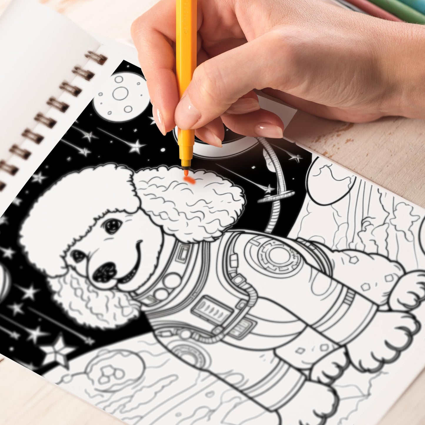 Animal In Space Spiral Bound Coloring Book, Unleash Your Creative Orbit with 30 Animals in Interplanetary Space