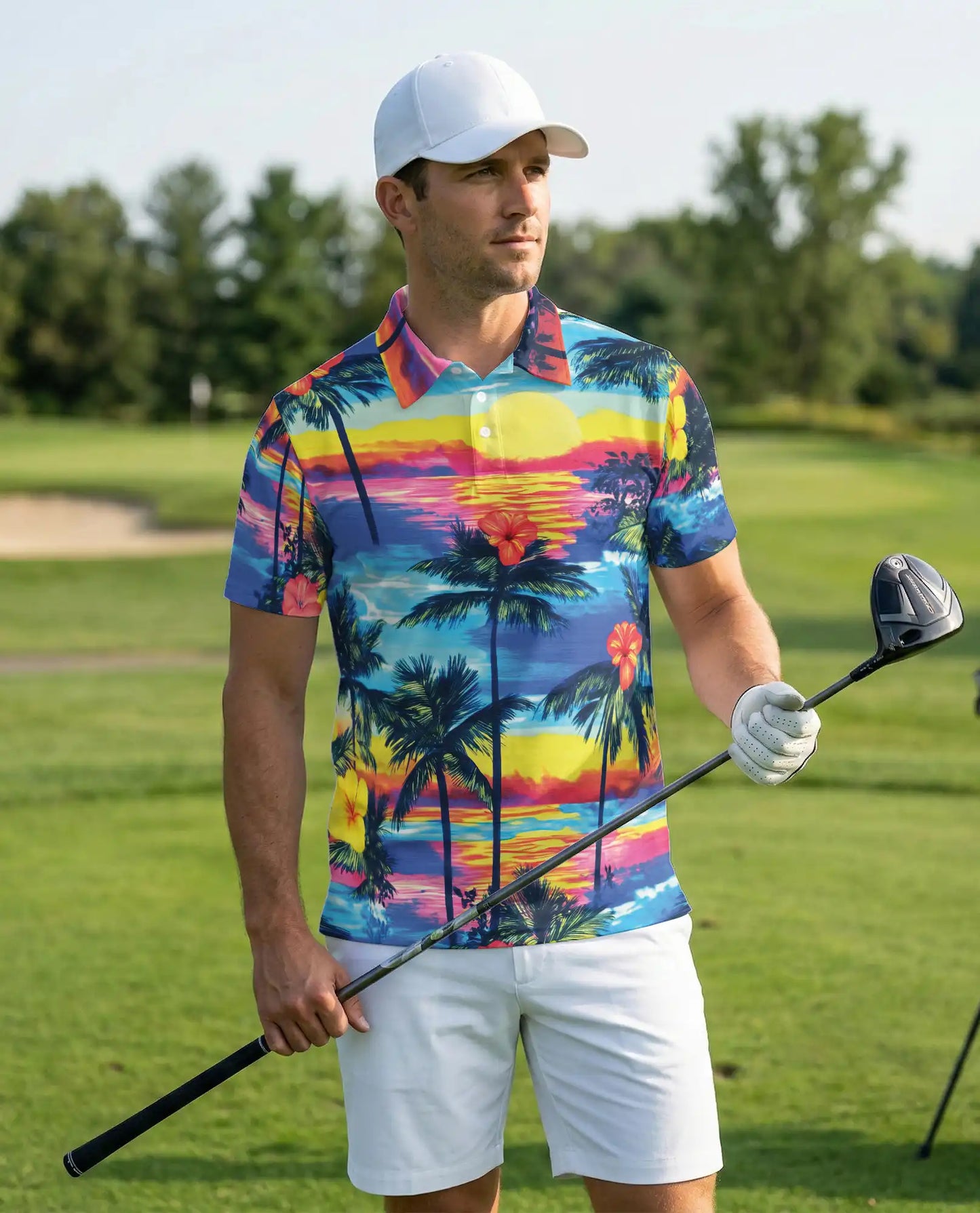 Tropical Sunset Hawaiian Polo Shirt | Netecom