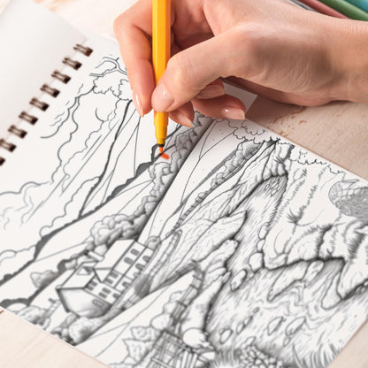 Countryside Landscapes Spiral Bound Coloring Book, Enchanting Rural Vistas, Immerse Yourself in the Serenity of Countryside Landscapes