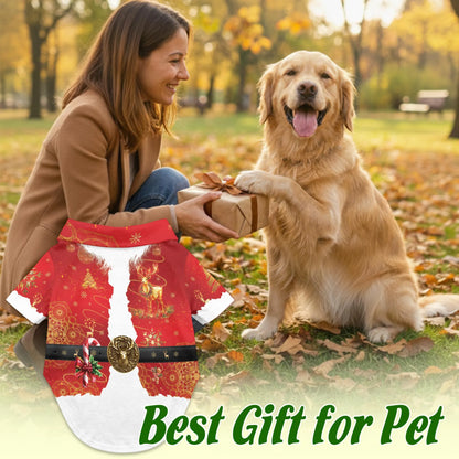 Santa Costume Christmas Print Hawaii Dog and Owner Matching Button Shirts