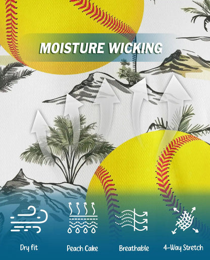Softball Polo Shirt for Men-Tropical Palm Tree Summer Shirt | Netecom