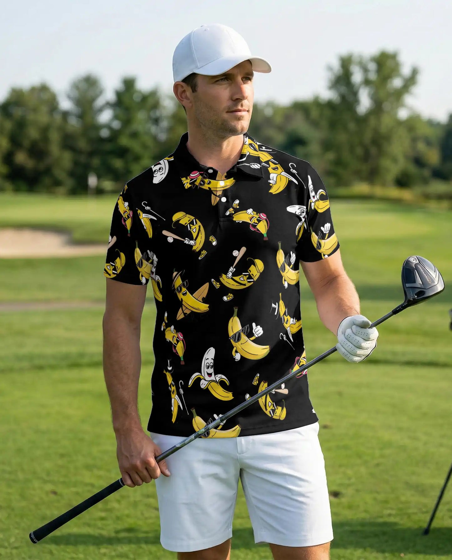 Funny Banana Cartoon 3D Polo Shirt for Men – Cool Fruit Humor Style | Netecom