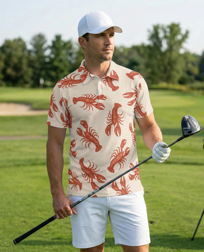 Lobster Beach 3D Polo Shirt for Men – Tropical Summer Style | Netecom