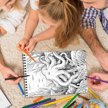 Ocean Spiral Bound Coloring Book, Underwater Ocean Wonders for a Relaxing Dive into Art, Perfect for Marine Life Enthusiasts and Sea Lovers