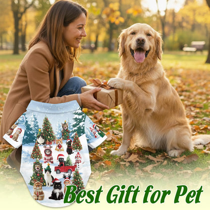 Cat Christmas Santa Print Hawaii Dog and Owner Matching Button Shirts