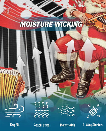 Santa Piano Music 3D Polo Shirt for Men – Christmas Holiday Musician Style | Netecom
