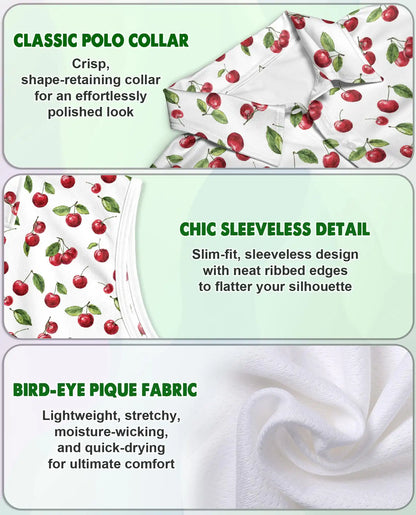 The Cherry Sleeveless Polo Shirt for Women – Sweet Fruit Summer Style | Netecom