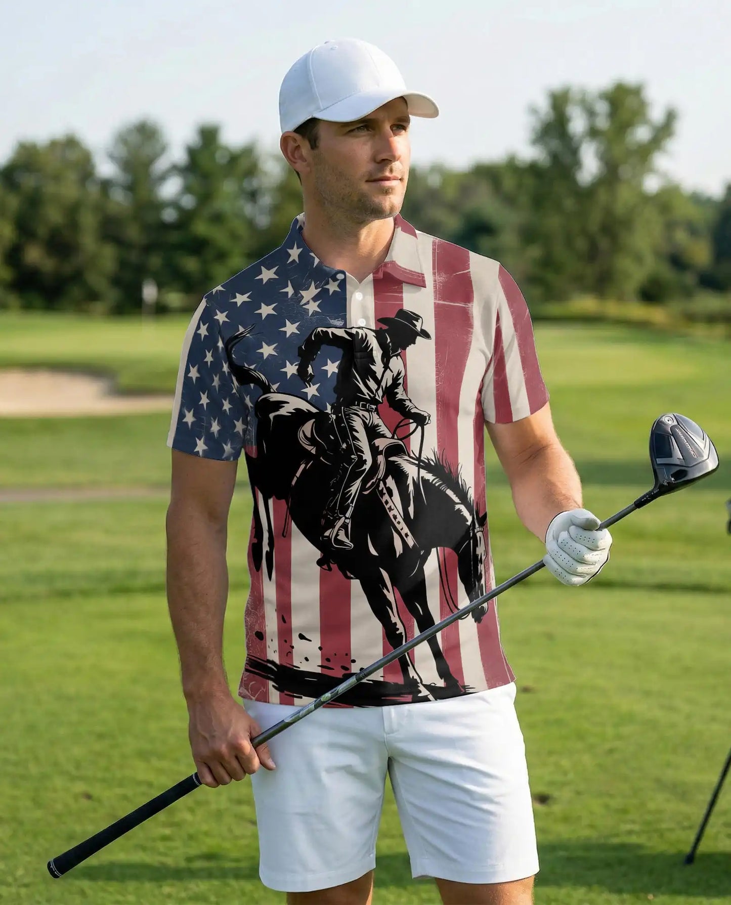 American Rodeo Polo Shirt for Men – USA Flag Western Style | Netecom