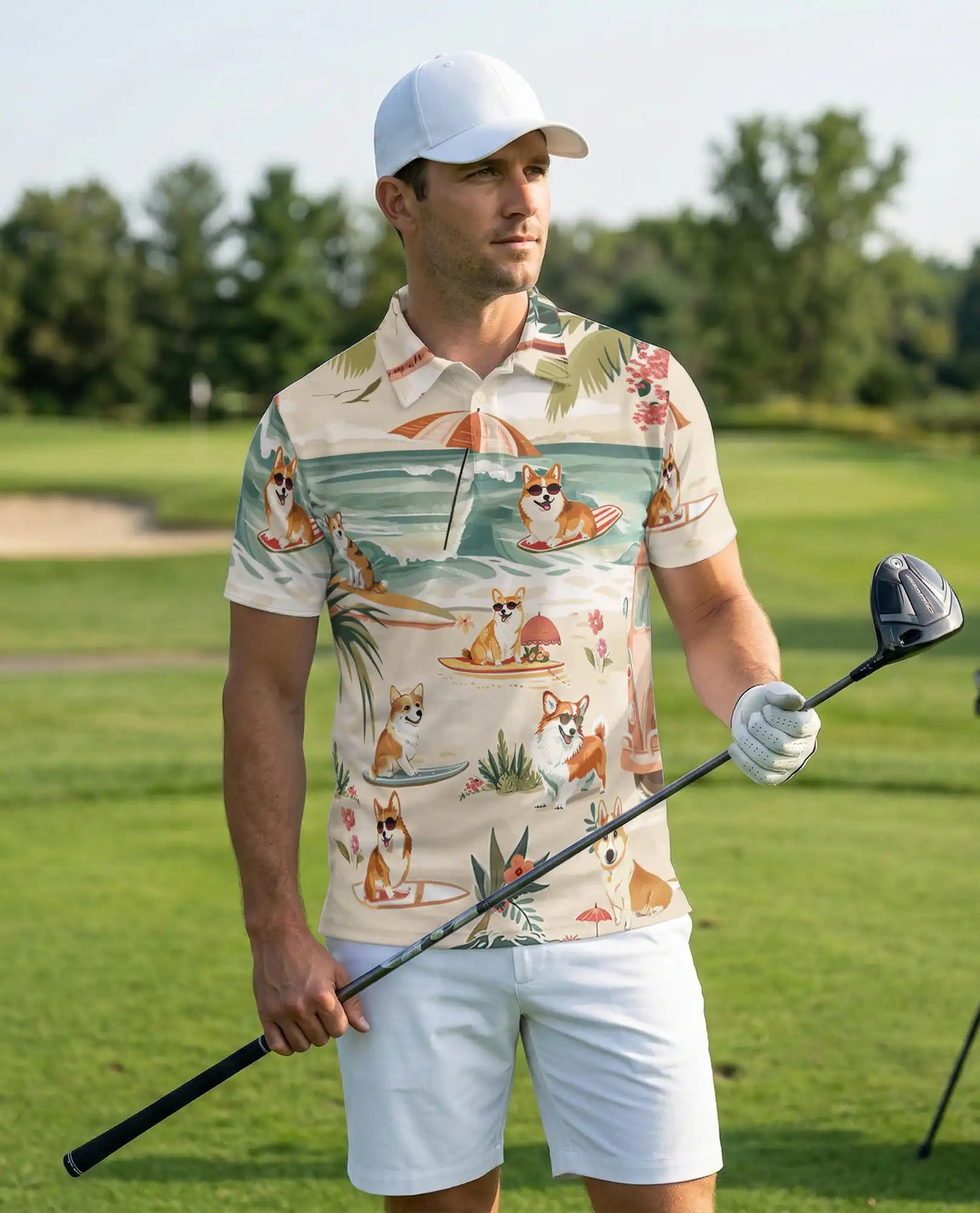 Corgi Hawaiian Polo Shirt | Netecom