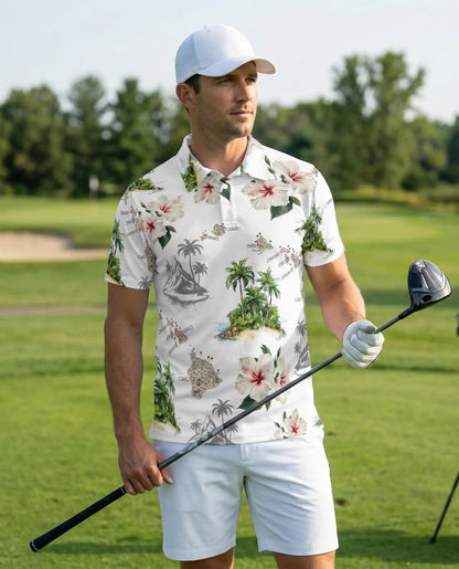 Hawaiian Island Floral Polo Shirt | Netecom