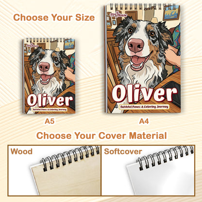 Personalized Dog Coloring Book for Adults – Custom Dog Line Art Coloring Pages from Photos,  12–48 Pages, Unique Keepsake for Pet Lovers, Premium Wooden Cover, Spiral Binding