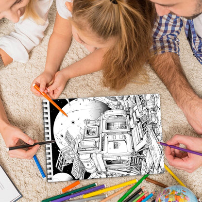 Space Spiral Bound Coloring Book, Cosmic Space Adventures for a Stellar Art Experience, Great for Space Enthusiasts and Sci-Fi Fans