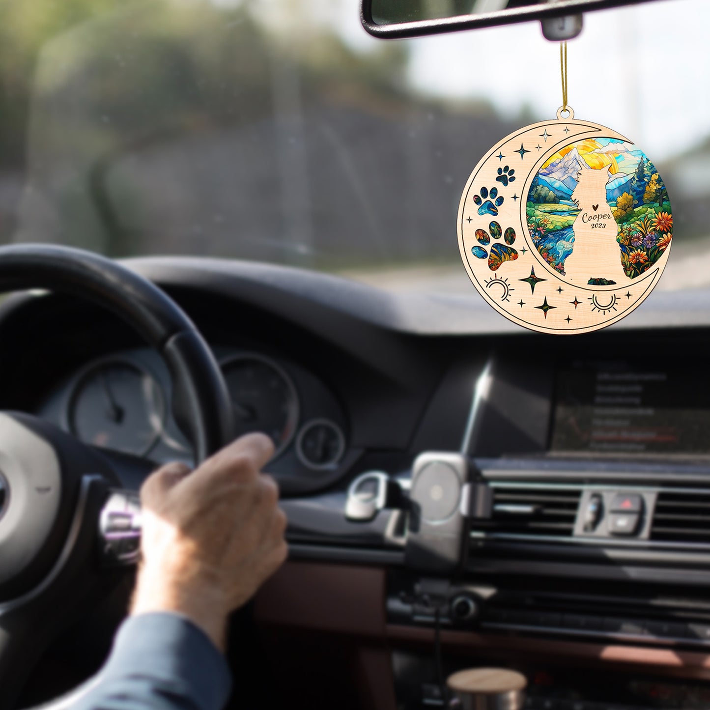 Netecom Schnauzer Dog Memorial Suncatcher, Personalized Schnauzer Christmas Ornament with Name Date, Bereavement Gifts for Loss of Pet, Dog Death Sympathy Gift Pet Loss Sun Catchers, Dog Grief Gift