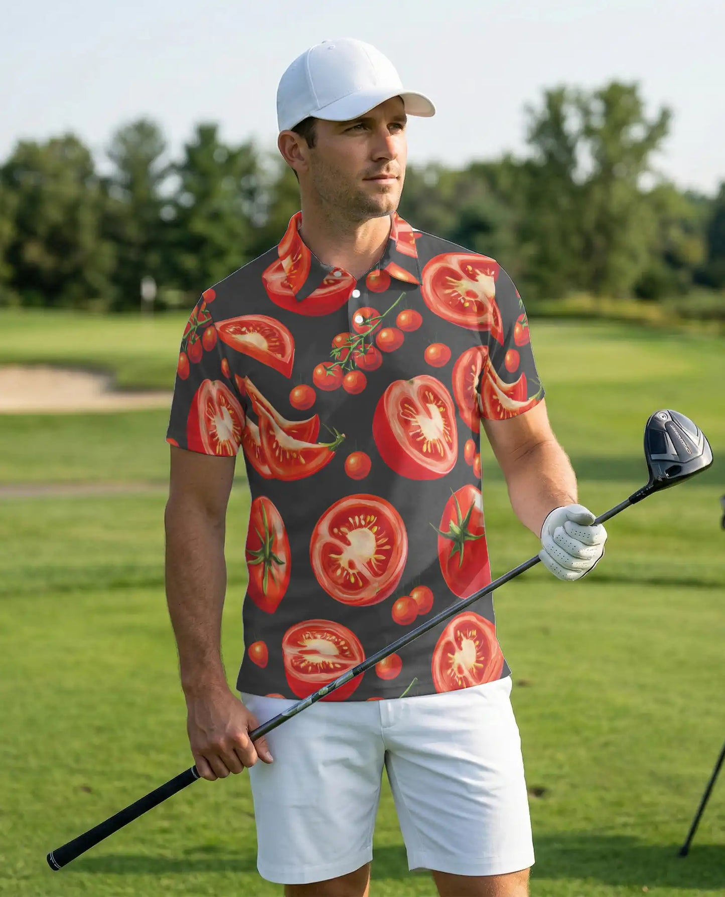 Tomato Slice 3D Polo Shirt for Men – Funny Food Lover Style | Netecom