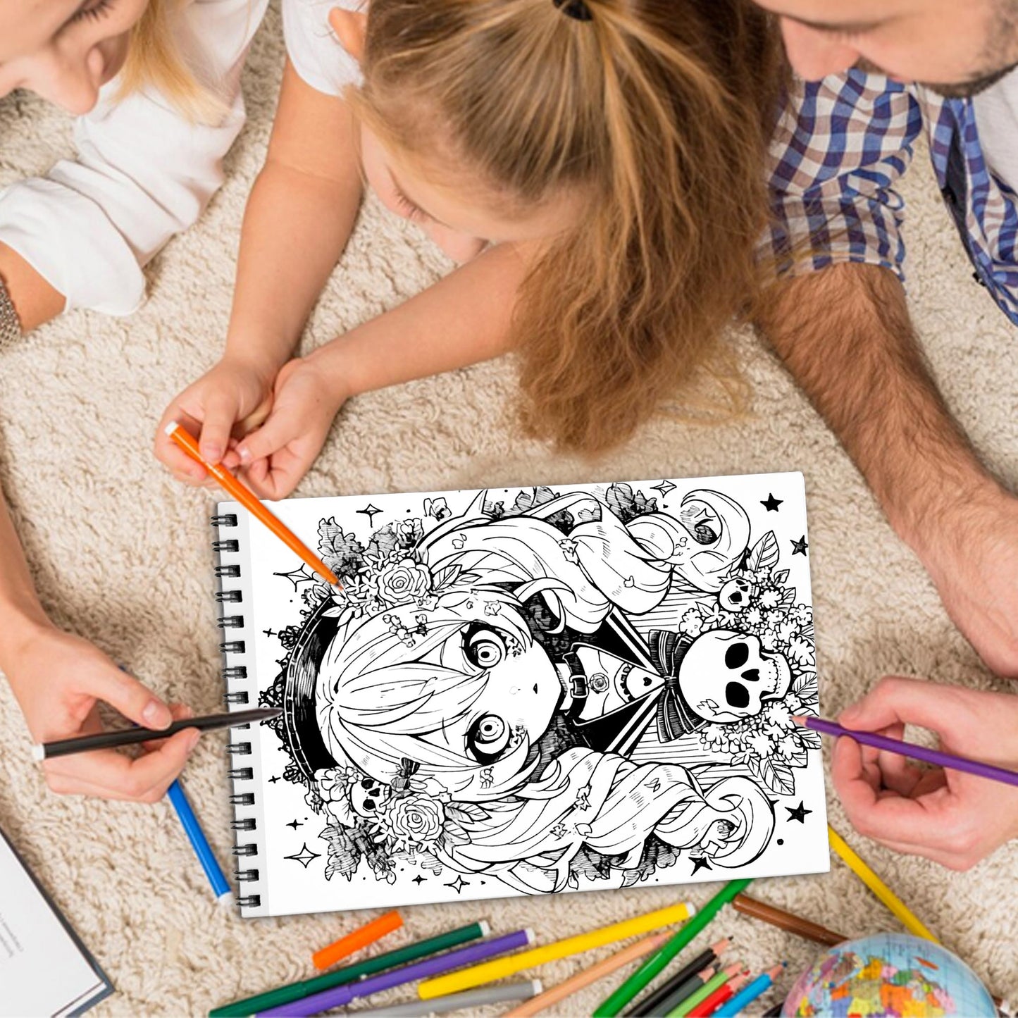 Creepy Kawaii Anime Spiral Bound Coloring Book, Spooky Yet Cute Anime Scenes, Ideal for Fans of Kawaii and Horror Seeking a Unique Art Experience