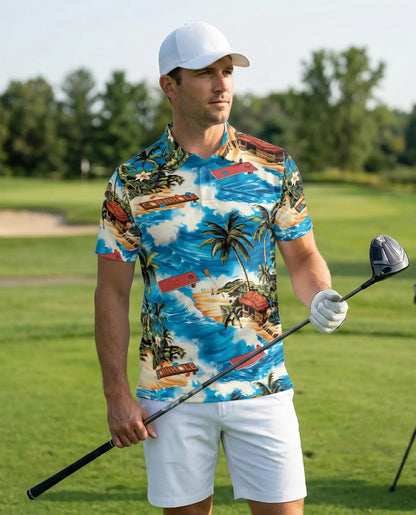 Cornhole Beach Hawaiian Polo Shirt for Men | Netecom