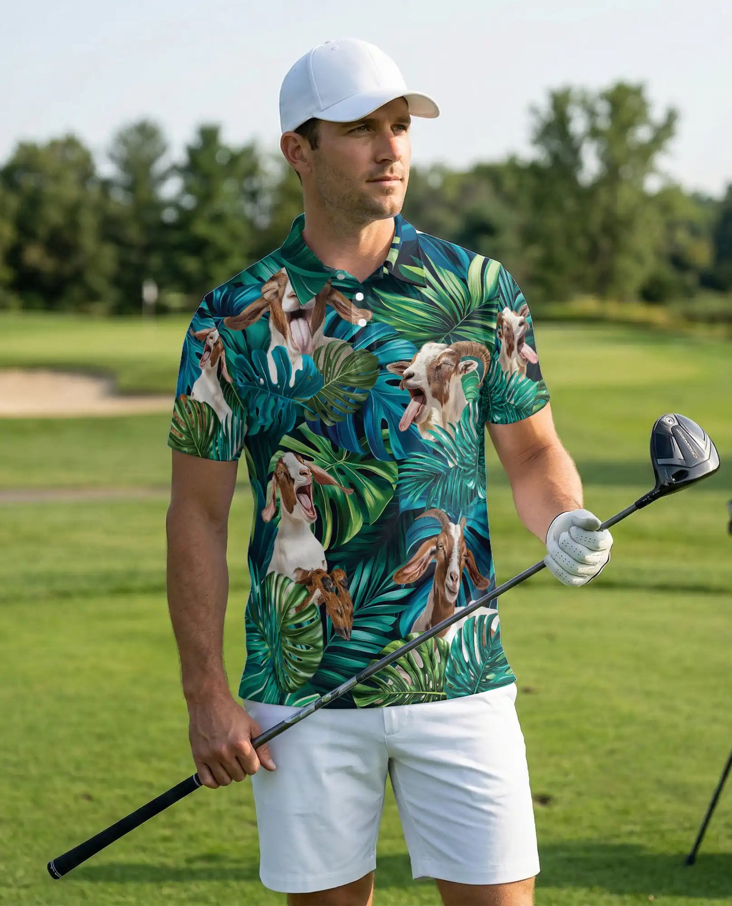 Funny Goat Polo Shirt – Tropical Animal Print | Netecom