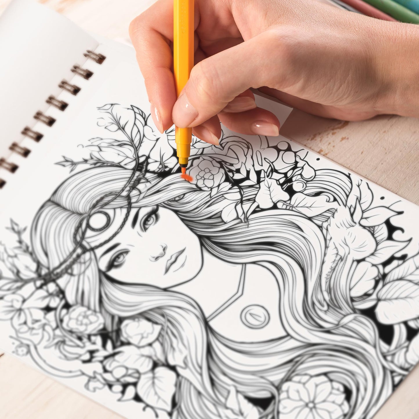 Zodiac Girls Spiral Bound Coloring Book, Embark on a Coloring Adventure with 30 Zodiac Girls Coloring Pages, Celebrating the Beauty and Power of the Zodiac Signs