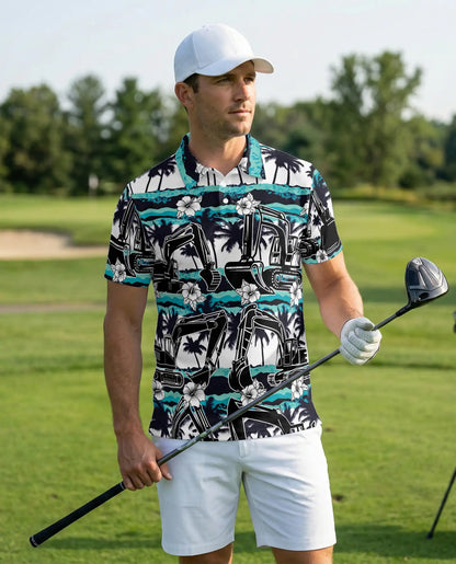 Excavator Tropical Polo Shirt – Construction Beach Print | Netecom