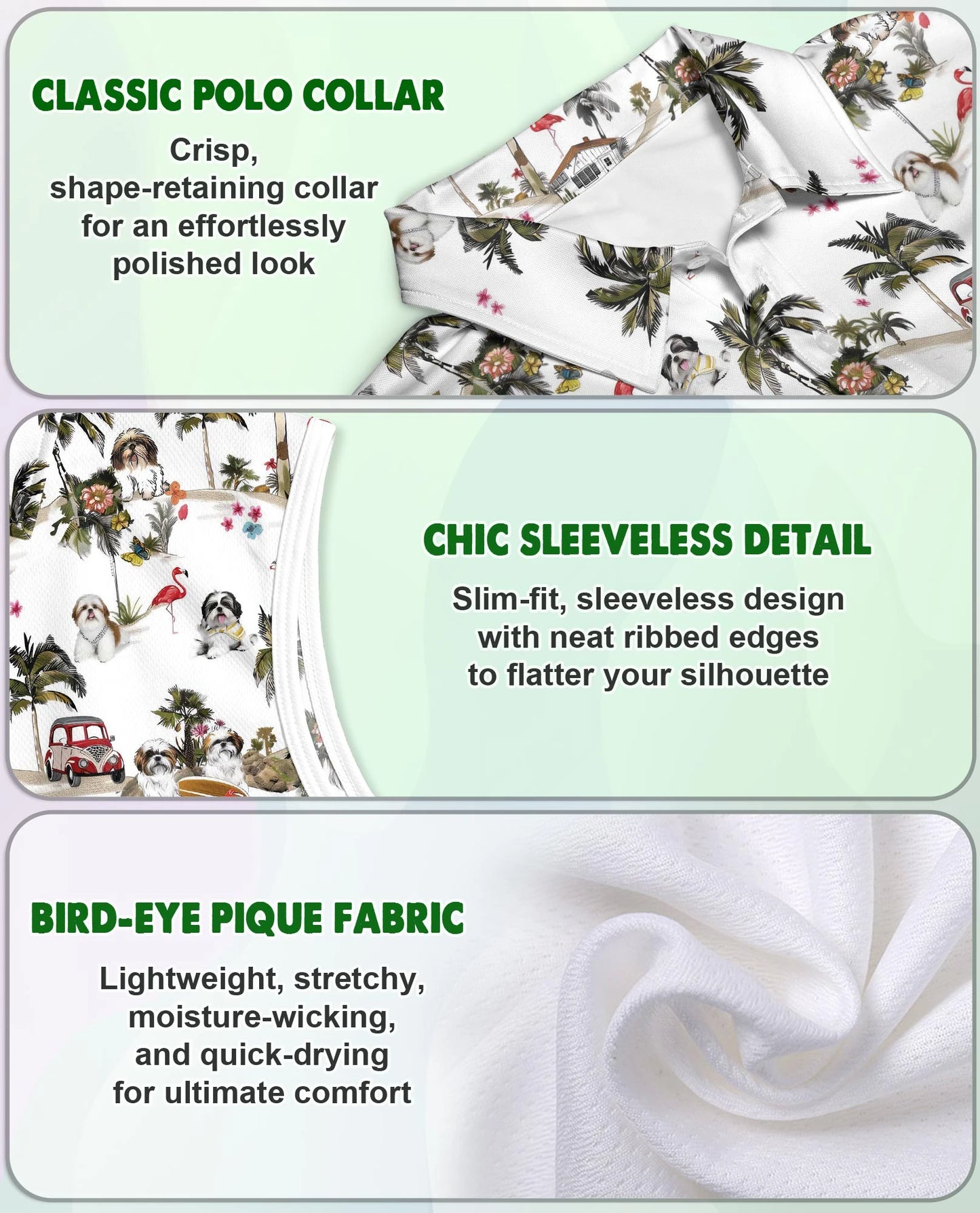Shih Tzu Dog Sleeveless Polo Shirt for Women – Cute Pet Lover Style | Netecom