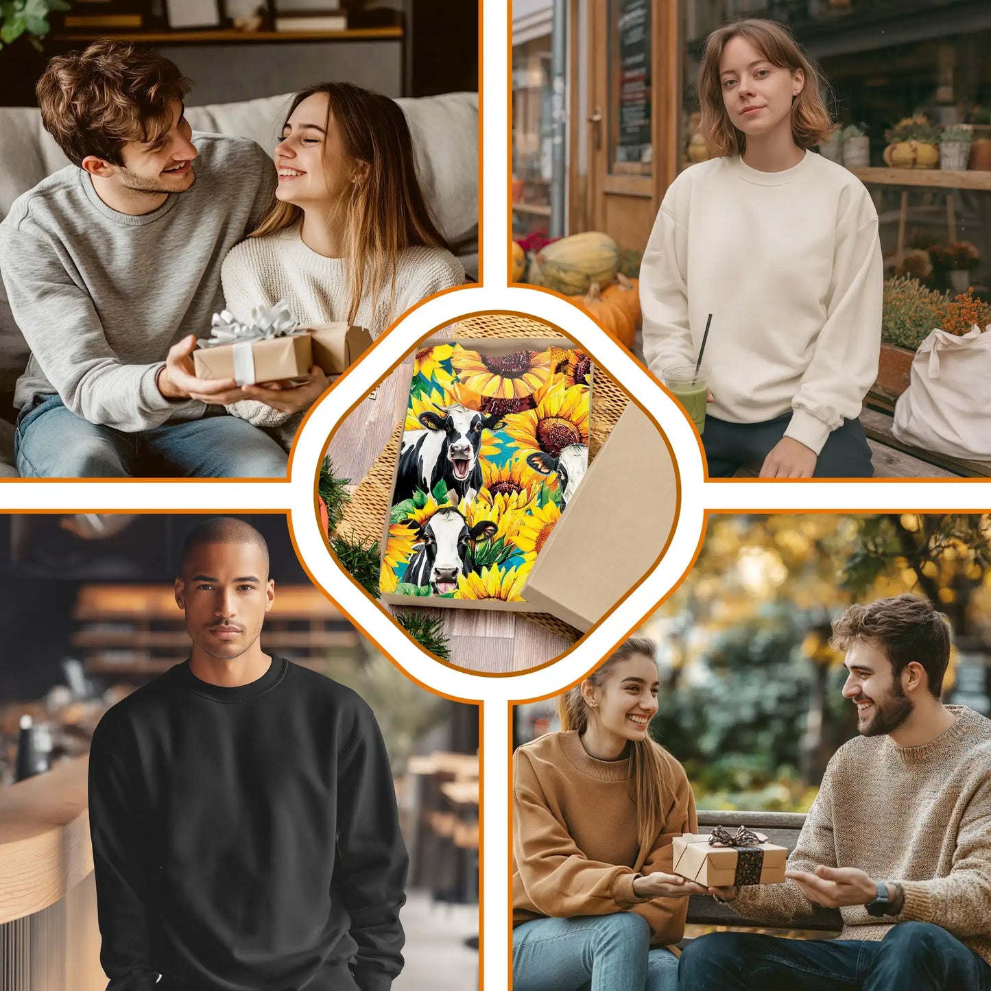 Cow Sunflower Sweatshirt, 3D All Over Print Farm Animal Floral Crewneck Pullover for Men Women, Cow Lover Gift - Netecom