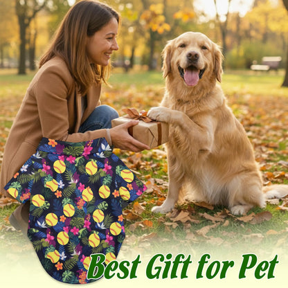 Softball Flower Tropical Print Hawaii Dog and Owner Matching Button Shirts