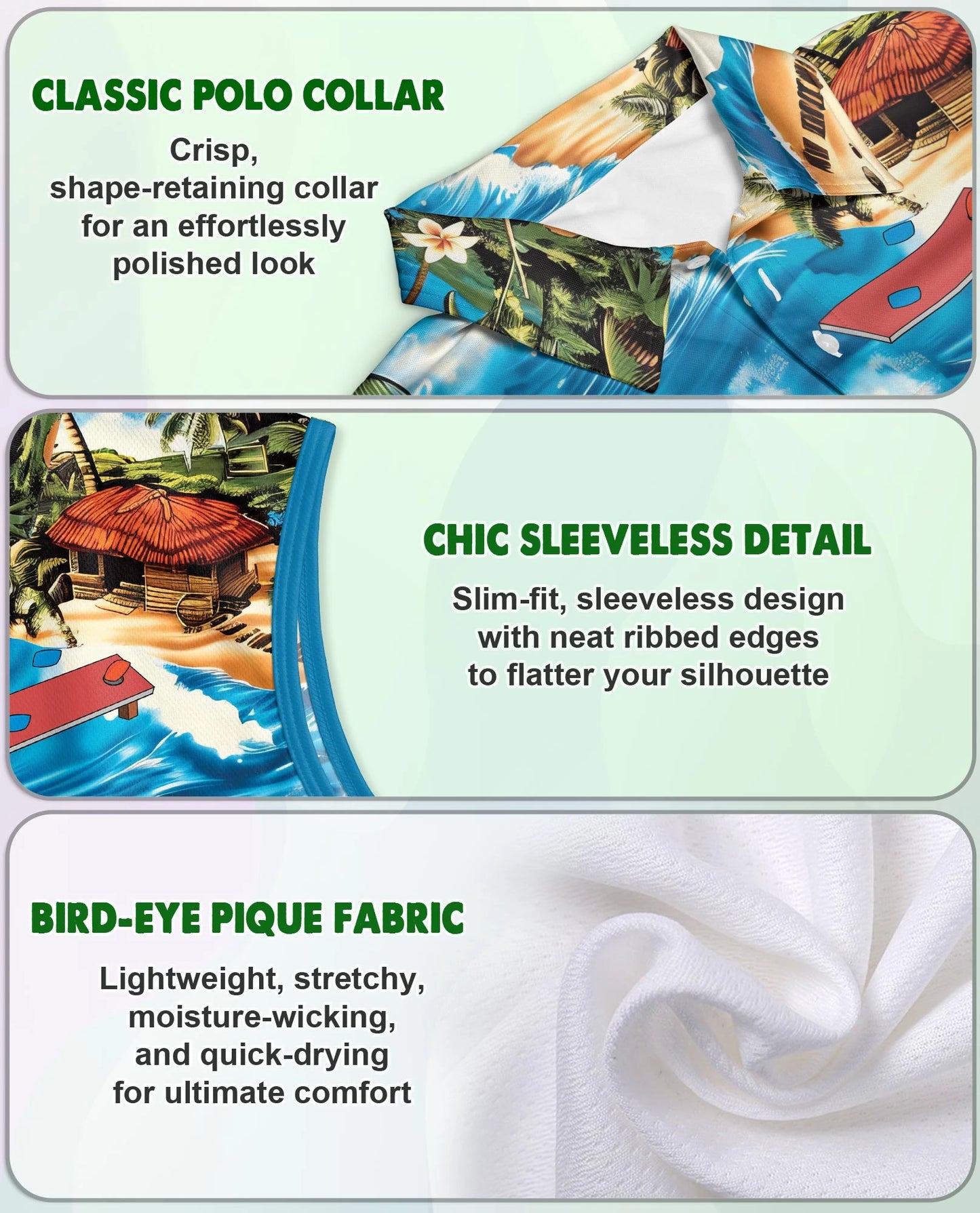 Tropical Cornhole Sleeveless Polo Shirt for Women | Netecom