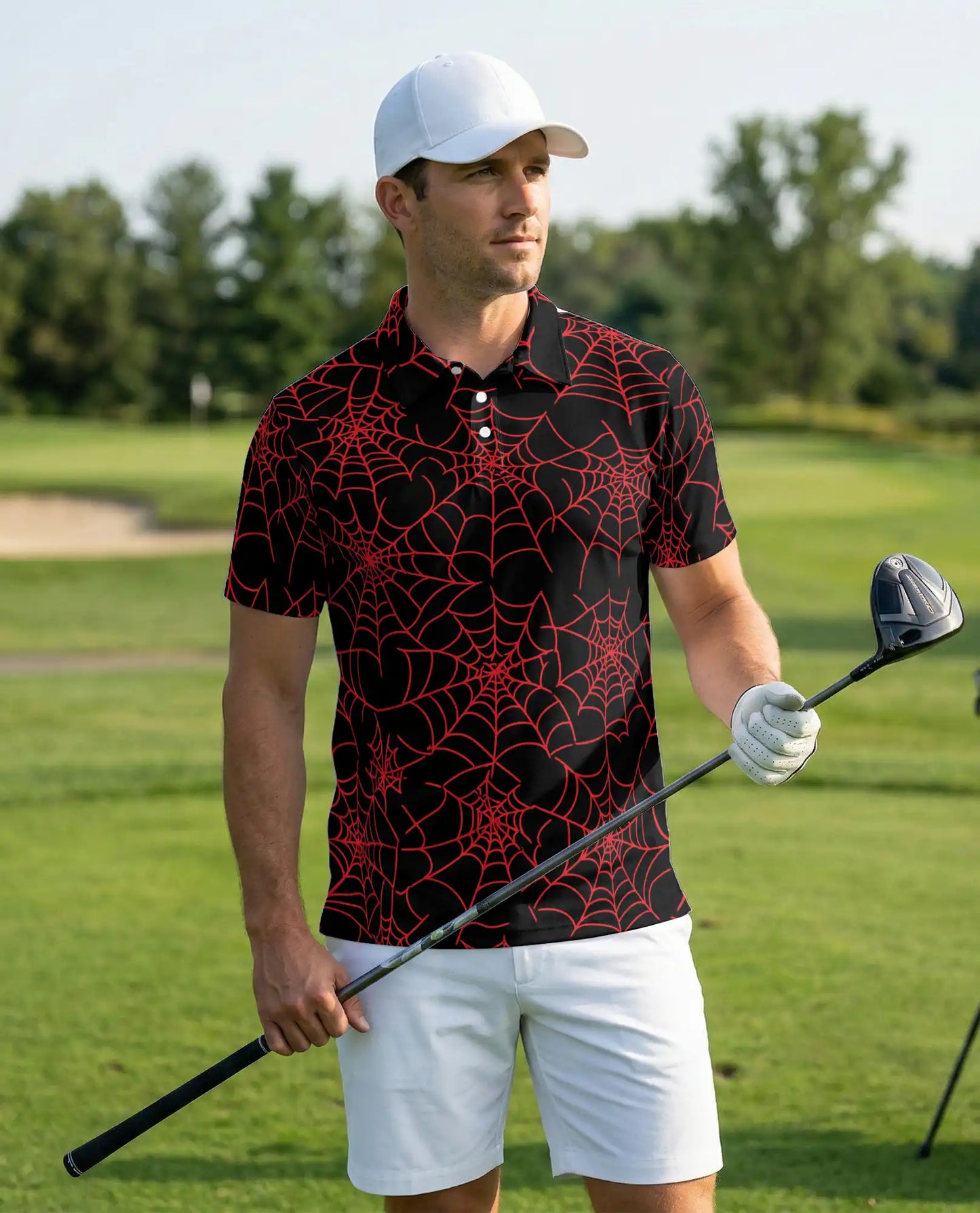 Spider Web Polo Shirt – Gothic Halloween Print | Netecom