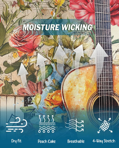 Vintage Flower Ukulele Polo Shirt for Men – Tropical Music Style | Netecom