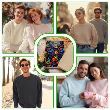 Flame Skull Sweatshirt, 3D All Over Print Fire Skull Crewneck Pullover for Men Women, Biker Gothic Skull Lover Gift - Netecom
