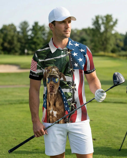 Patriotic Dog Polo Shirt for Men- American Style 4th of July Shirt  | Netecom