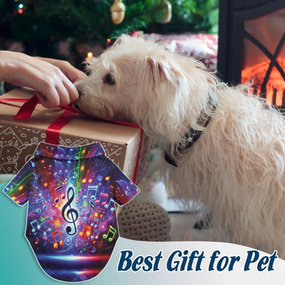 Netecom Matching Colorful Musical Note Aloha Hawaiian Shirt for Dog and Owner, Aloha Summer Shirt, Music Note Print Outfit for Pet and Human, Beach Vacation Casual Wear