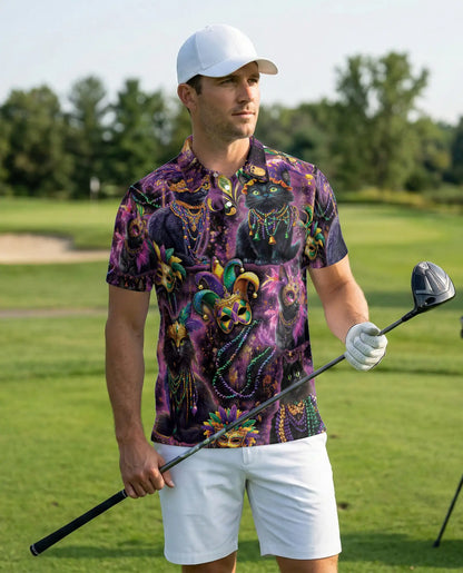 Mardi Gras Black Cat Polo Shirt | Netecom