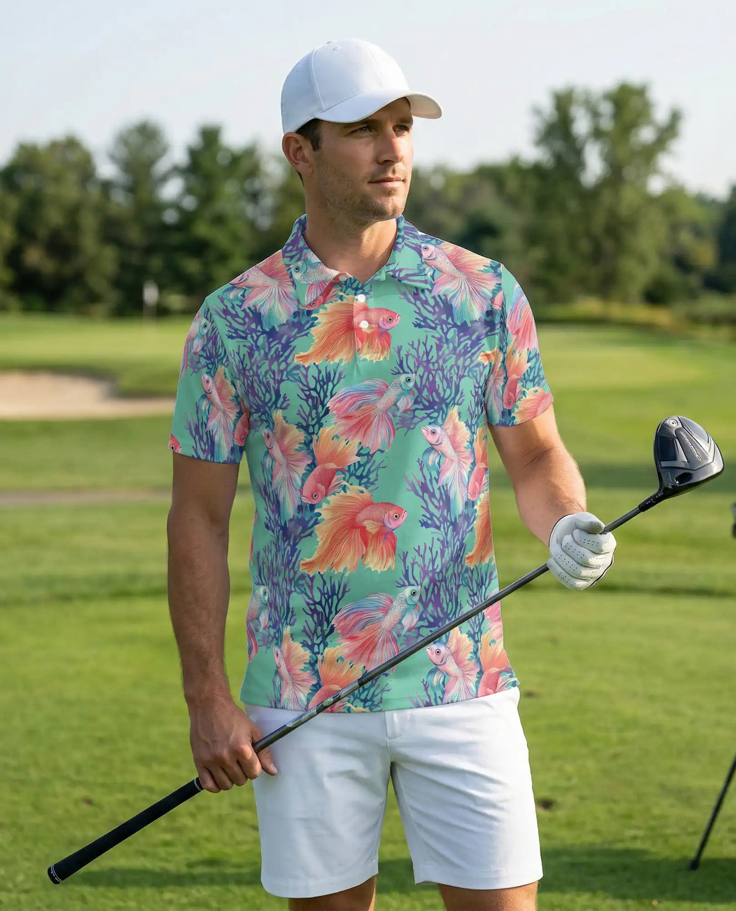 Betta Fish Polo Shirt – Tropical Ocean Print | Netecom