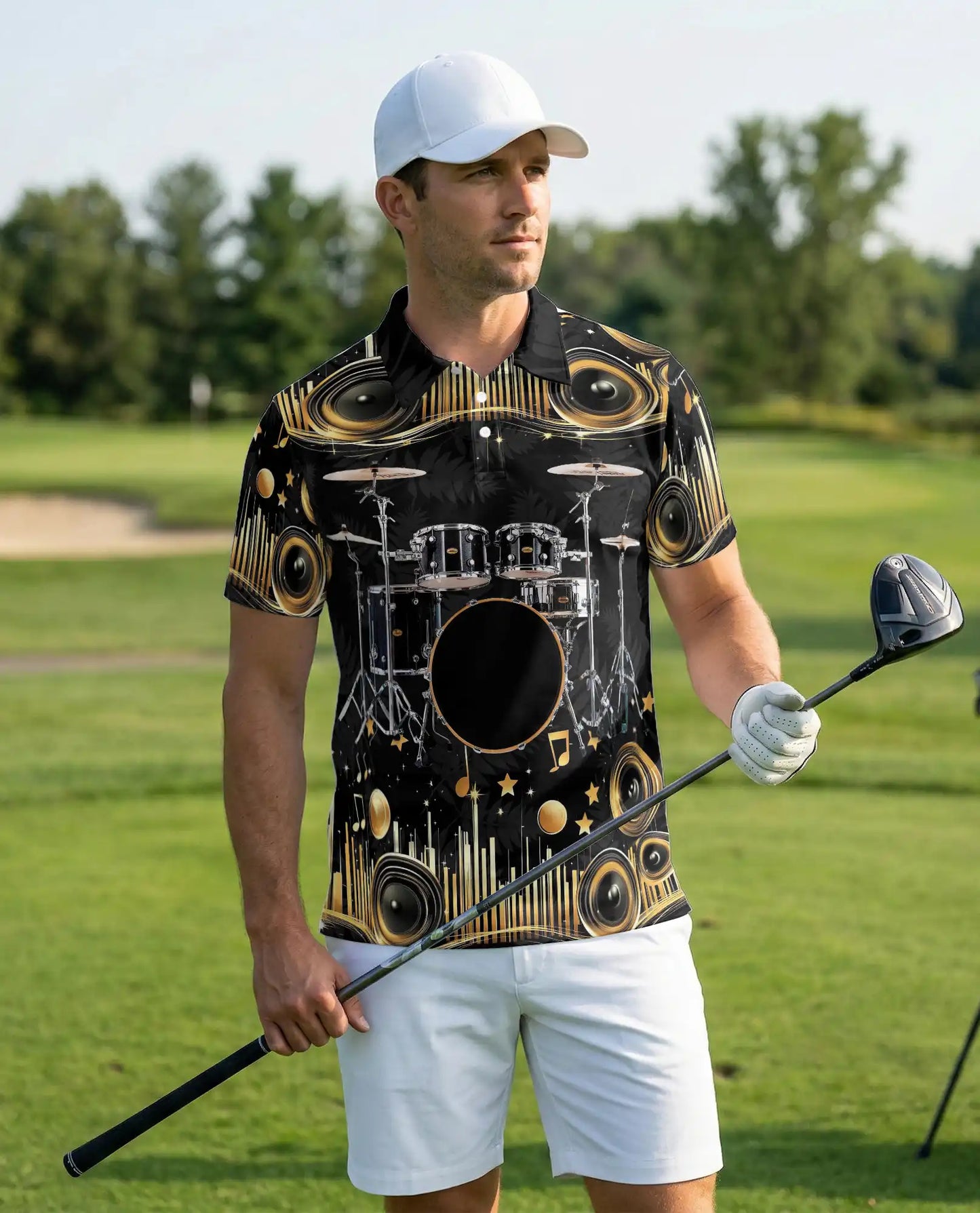 Drummer Music Lover Speaker Sound System Polo Shirt | Netecom