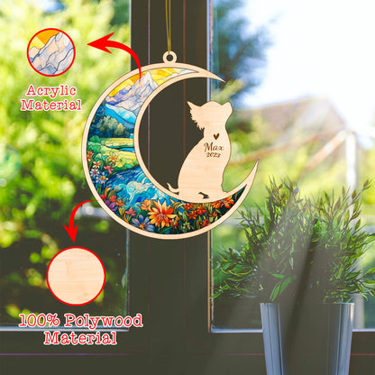 Netecom German Shepherd Dog Memorial Suncatcher, Personalized Dog Christmas Ornament with Name Date, Dog Death Sympathy Gift for Pet Loss Sun Catchers, Dog Grief Gift, Bereavement Gifts for Loss of Pet