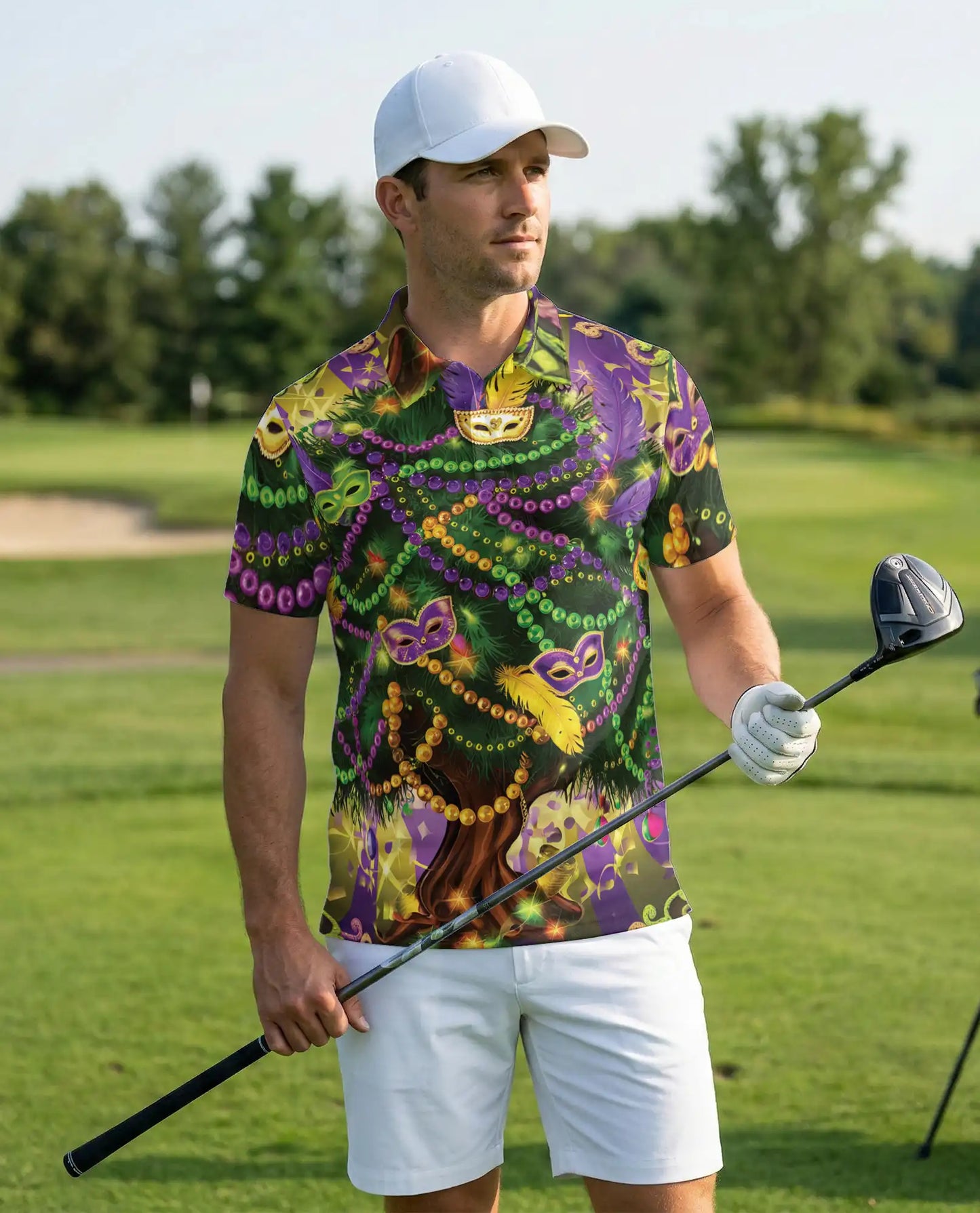 Mardi Gras Tree Hawaiian Polo Shirt | Netecom
