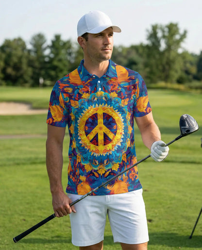Peace Symbol Psychedelic Polo Shirt – Colorful Style | Netecom