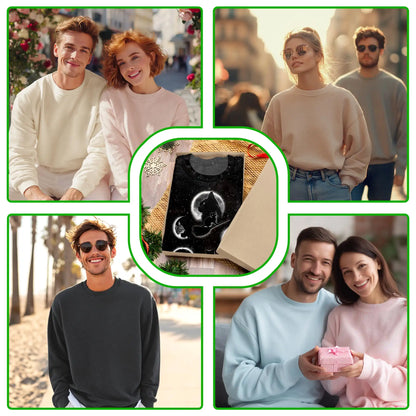 Black Cat Moonlight Sweatshirt, 3D All Over Print Mystical Cat Crewneck Pullover for Men Women, Gothic Cat Lover Gift - Netecom
