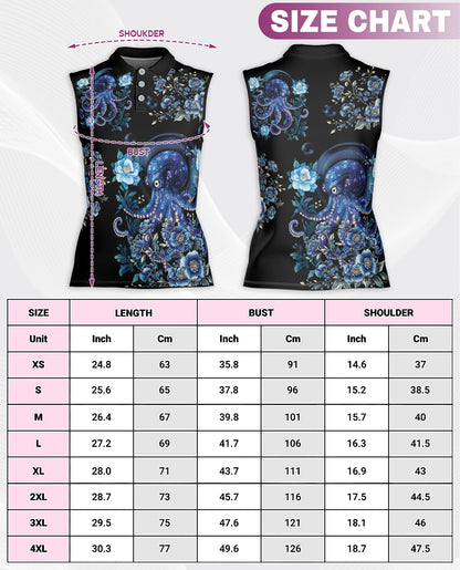 Octopus Flower Sleeveless Polo Shirt for Women | Netecom