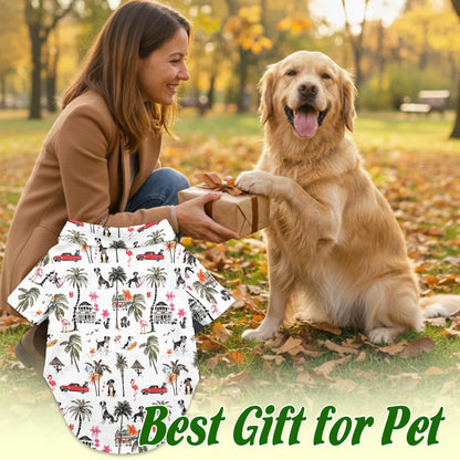 Coconut Rat Terrier Tree Flower Print Hawaii Dog and Owner Matching Button Hawaiian Shirts