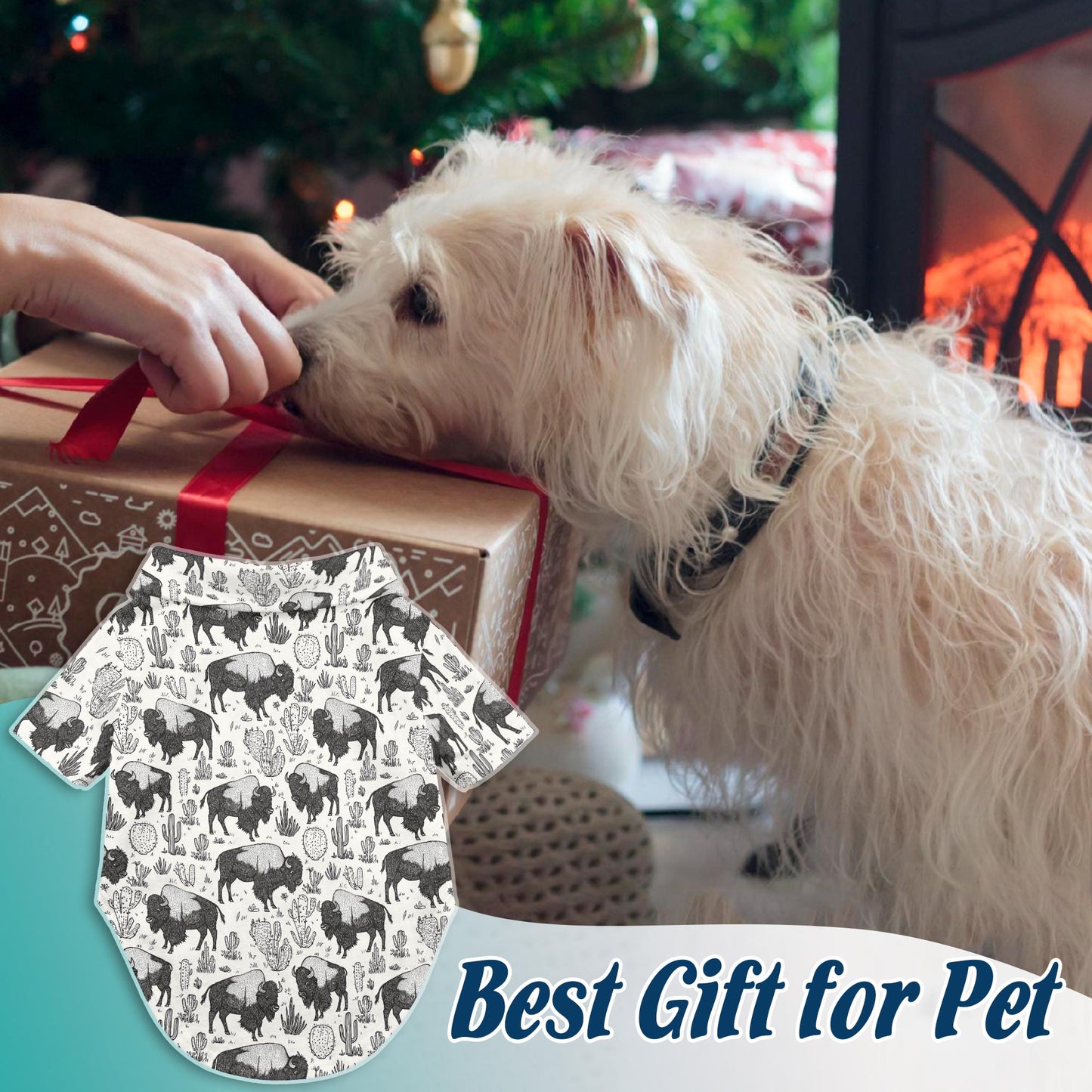 Netecom Matching Bison Theme Hawaiian Shirt for Pet and Owner, Aloha Summer Shirt, Bison Animal Print Outfit for Dog and Human, Casual Summer Beach Wear