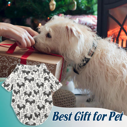 Netecom Matching Bison Theme Hawaiian Shirt for Pet and Owner, Aloha Summer Shirt, Bison Animal Print Outfit for Dog and Human, Casual Summer Beach Wear