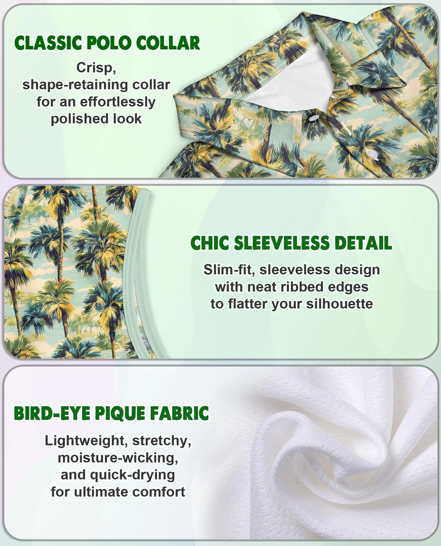 Tropical Print Sleeveless Polo Shirt for Women | Netecom