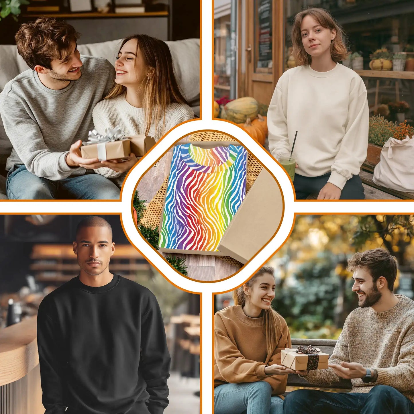 Rainbow Zebra Pattern Sweatshirt, 3D All Over Print Colorful Wild Animal Crewneck Pullover for Men Women, Zebra Lover Gift - Netecom