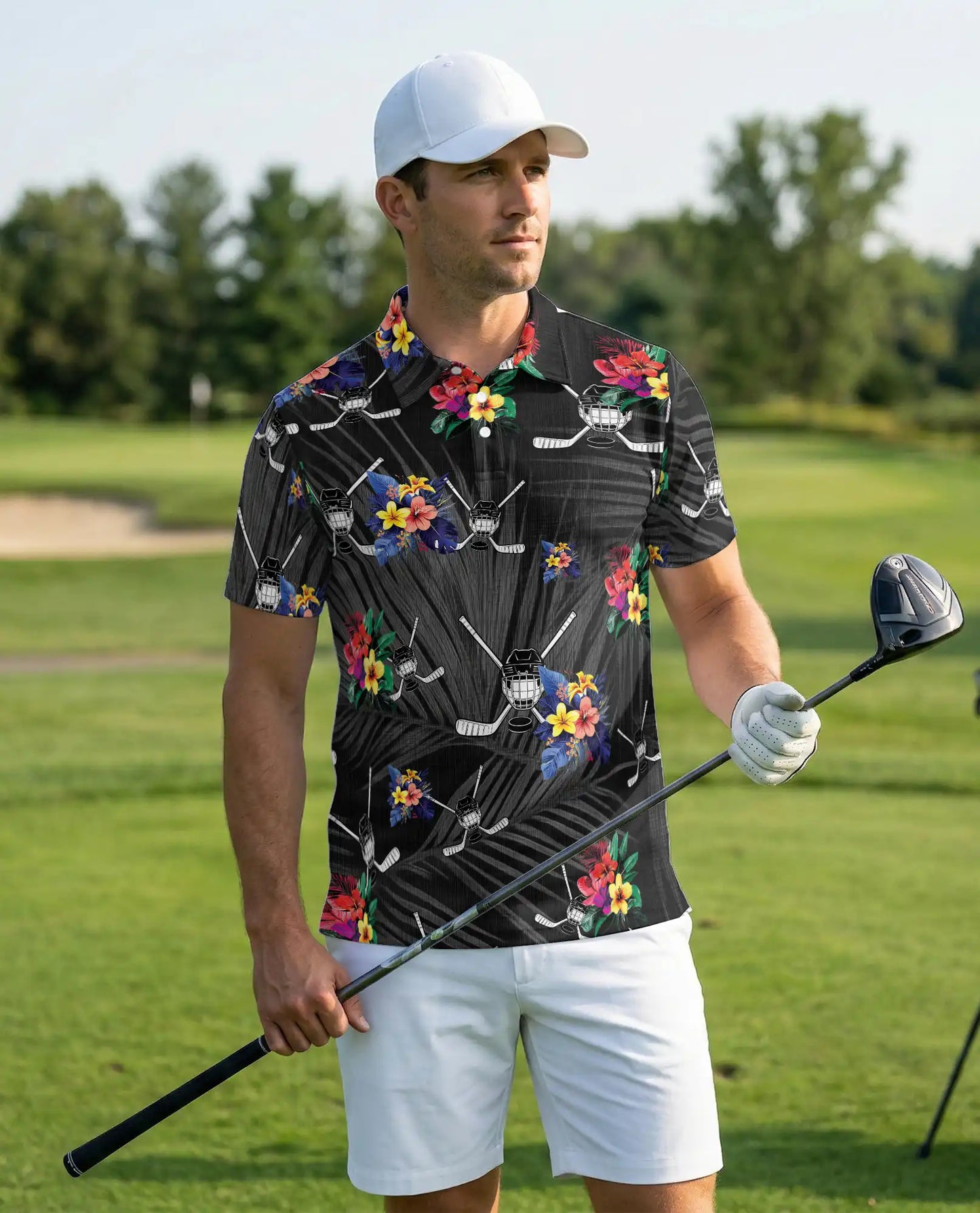 Hockey Polo Shirt – Tropical Floral Sports Print | Netecom